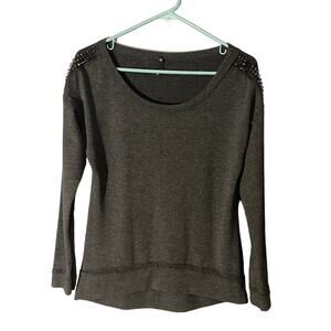 Love Culture Gray Long Sleeve Spike Pullover Knit Sweater Women Sz S